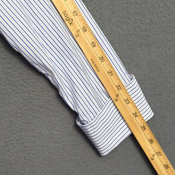 Eton Shirt Mens 16.5 42 Blue Striped Contemporary Cotton Long Sleeve French Cuff - Picture 7 of 10